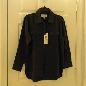 Split Coast Men's Flannel Shirt Sz S Button Up Pockets Gray NWT